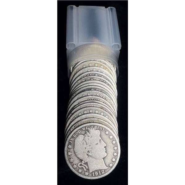 Roll (20-coins) 1902-1915 Barber Silver Half Dollars
