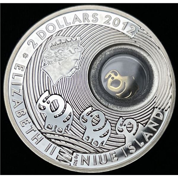 2012 NIUE Island Elephant "Good Luck" 2 Dollars .925 Silver