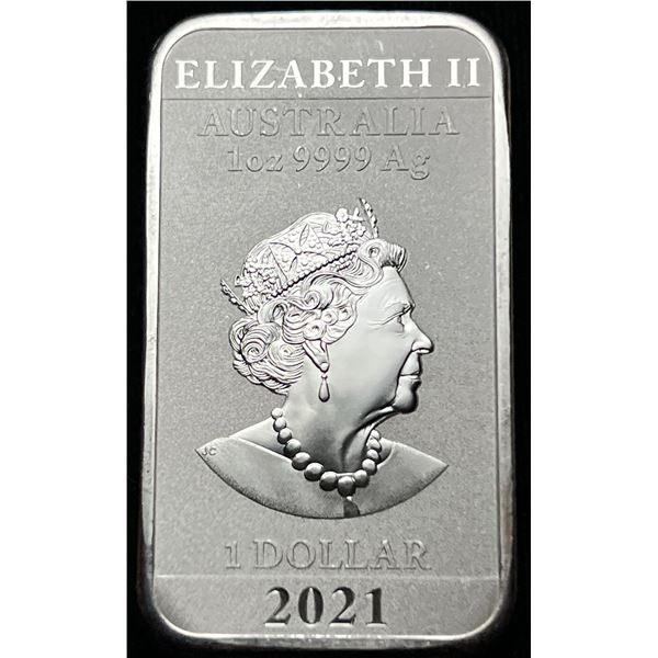 2021 Austrilia Dragon Dollar 1 ozt .9999 Silver Bar