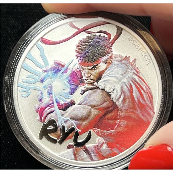 Colorized 2022 1 Dollar TUVALU Street Fighter RYU 1 ozt .9999 Silver