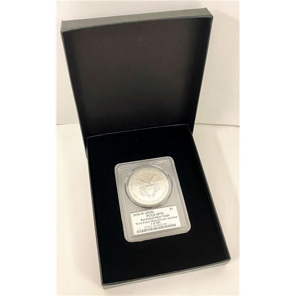 2018-W Burnished (2020 WP Mint Private Auction) American Silver Eagle PCGS SP70 Sig. By Paul C Balan