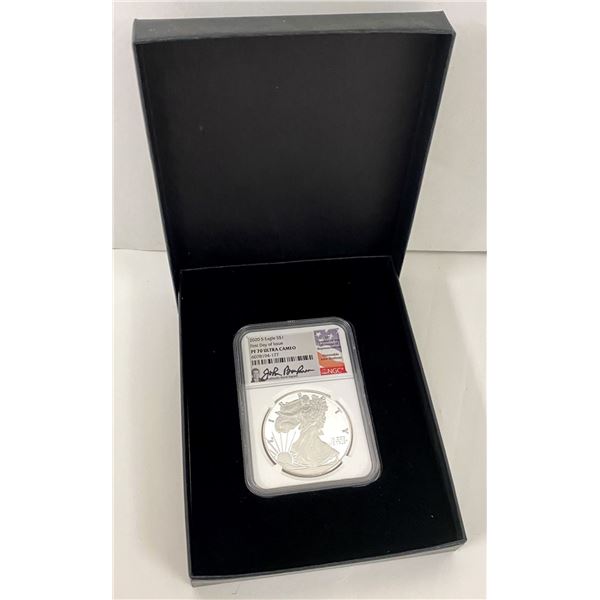 2020-S American Silver Eagle NGC PF70 Ultra Cameo Signed By John Boehner