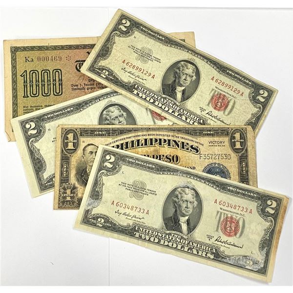 (5) Pieces Foreign / American Currency
