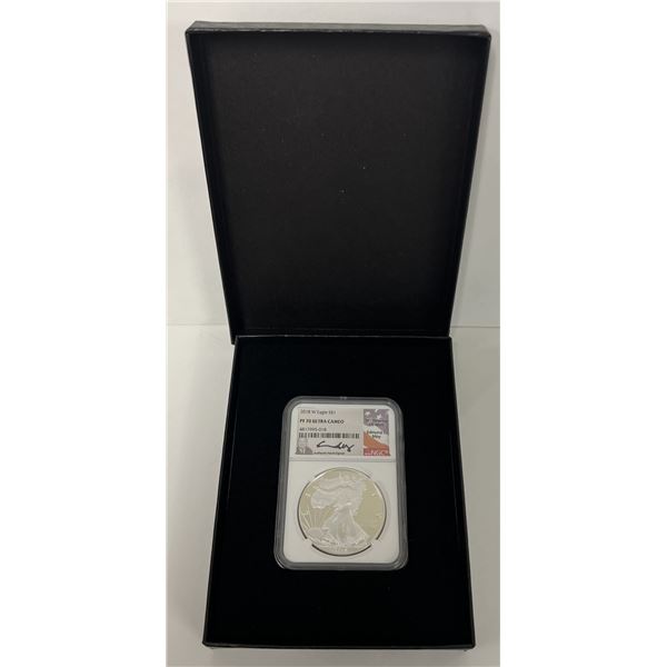 2018-W American Silver Eagle NGC PF70 Ultra Cameo Signed By Edmund C. Moy