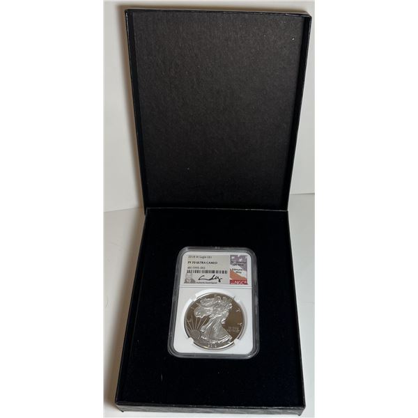 2018-W American Silver Eagle NGC PF70 Ultra Cameo Signed By Edmund C. Moy