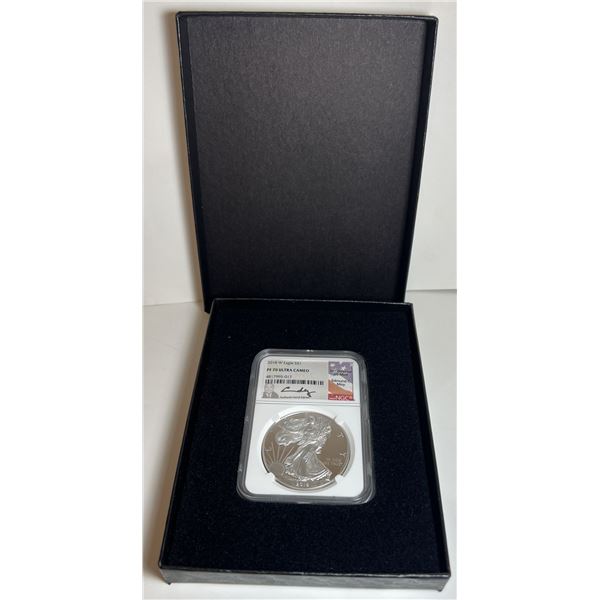 2018-W American Silver Eagle NGC PF70 Ultra Cameo Signed By Edmund C. Moy