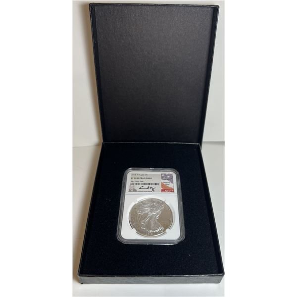 2018-W American Silver Eagle NGC PF70 Ultra Cameo Signed By Edmund C. Moy
