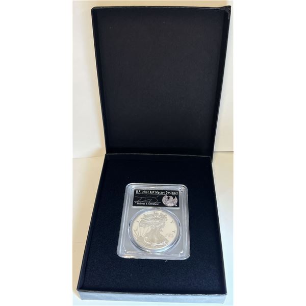 2016- W (2020 WP Mint Private Auction) American Silver Eagle PCGS PR70 DCAM Signed by Thomas S. Clev