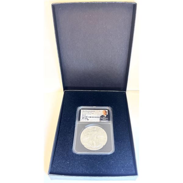 2020-W Burnished American Silver Eagle NGC MS70 Signed by Edmund C. Moy