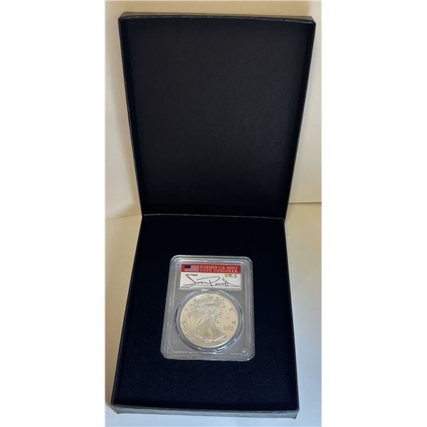 v75 Privy 2020-W American Silver Eagle PCGS PR70 DCAM First Day Of Issue Signed By Jim Peed