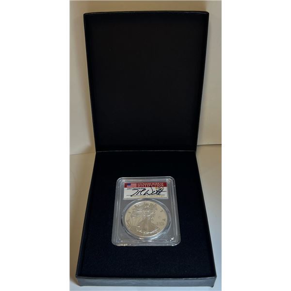 v75 Privy 2020-W American Silver Eagle PCGS PR70 DCAM First Day Of Issue Signed By John Dannreuther