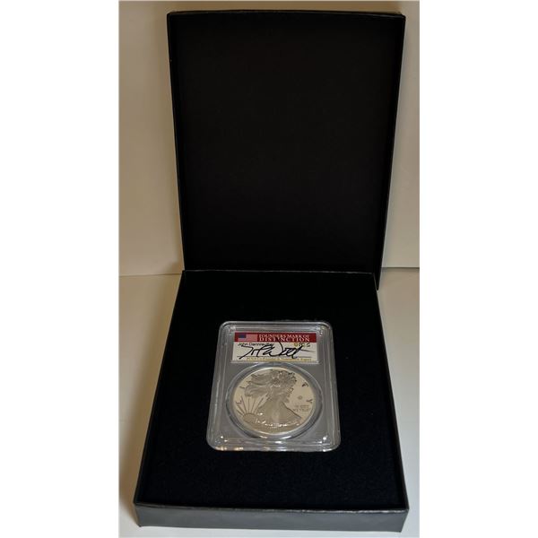 v75 Privy 2020-W American Silver Eagle PCGS PR70 DCAM First Day Of Issue Signed By John Dannreuther
