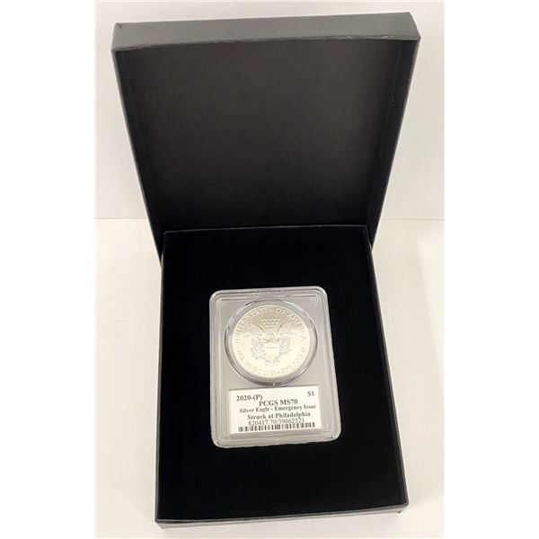 2020-P American Silver Eagle PCGS MS70 Emergency Issue Signed By Gary Whitley