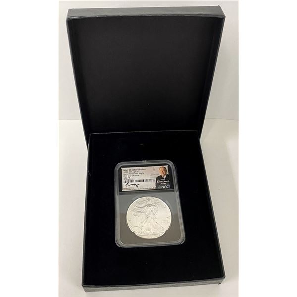 2020-W Burnished American Silver Eagle NGC MS70 First Day Of Issue Signed By Edmund C. Moy