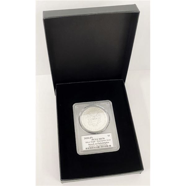 2020-P American Silver Eagle PCGS MS70 Emergency Issue Signed By Gary Whitley