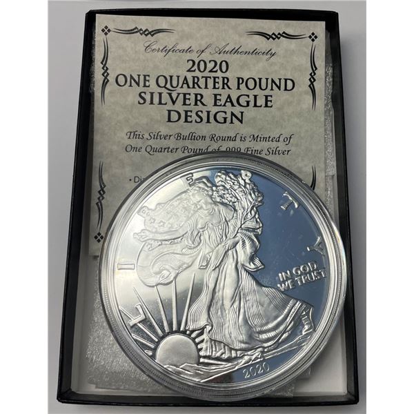 Giant Quarter Pound 2020 Proof American Silver Eagle Design