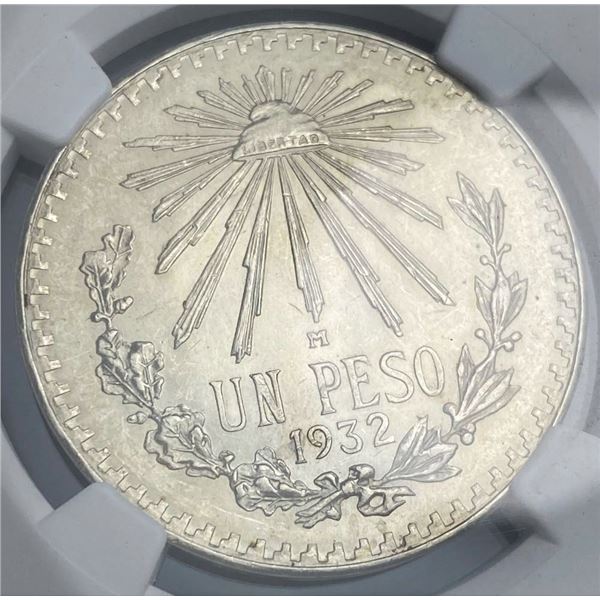 1932M Silver Mexico Peso Open 9 NGC MS64