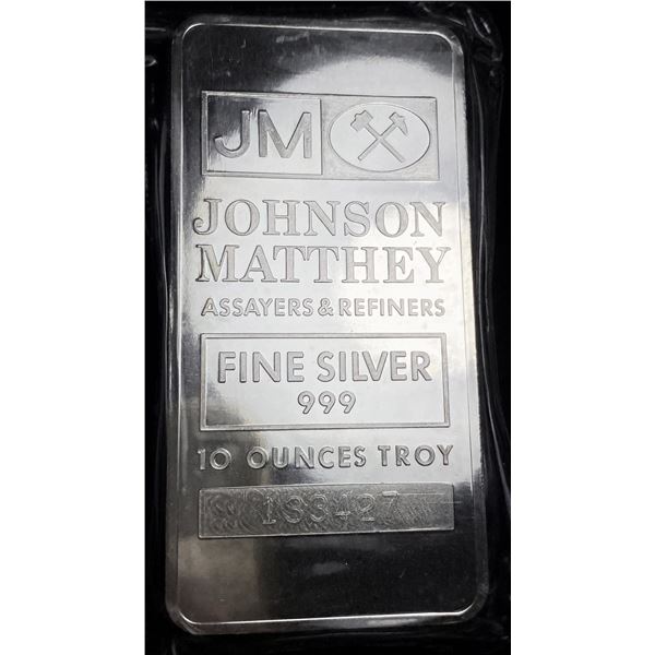 Johnson Matthey Assayers & Refiners 10 ozt .999 Silver Bar