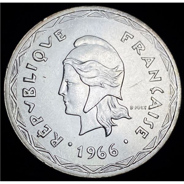 1966 New Hebrides .925 Silver 100 Francs BU .671 oz ASW