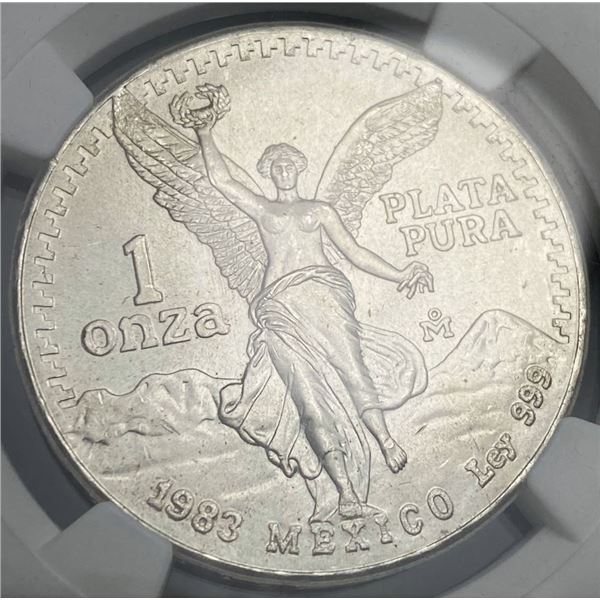 1983 Mexico Libertad 1 ozt .999 Silver NGC MS66