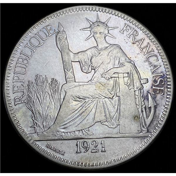 1921 Silver French Indo China 1 Piastre .781 oz ASW