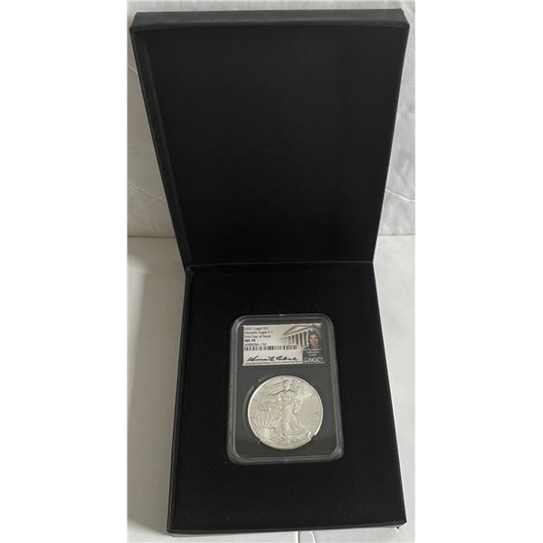 2021 American Silver Eagle NGC MS70 First Day Of Issue Signed By Anna Cabral