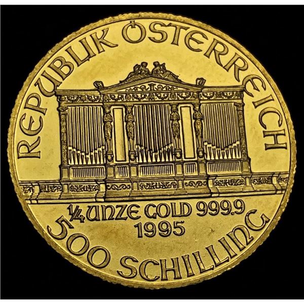 1995 .9999 Gold Austrian Philharmonic 1/4 ozt