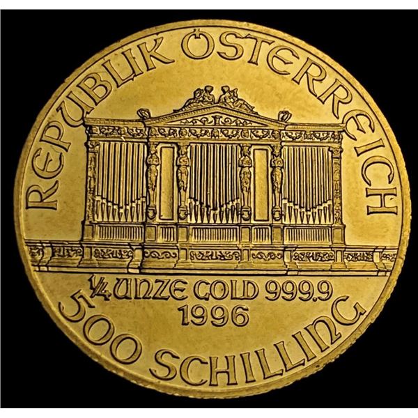 1996 .9999 Gold Austrian Philharmonic 1/4 ozt