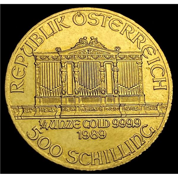 1989 .9999 Gold Austrian Philharmonic 1/4 ozt