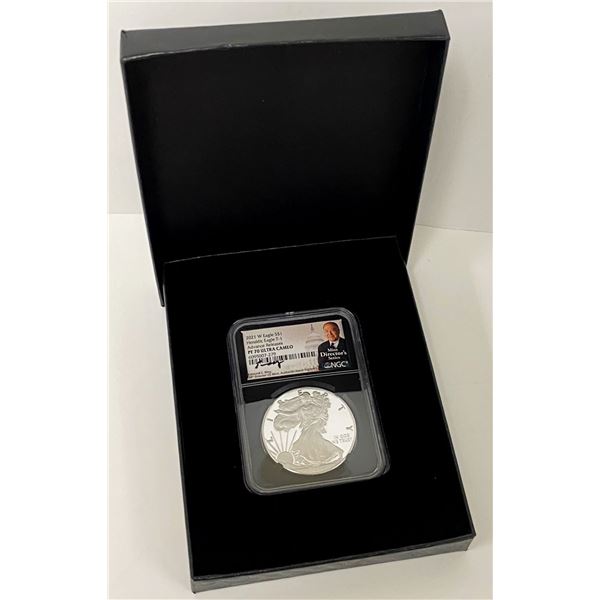 2021-W American Silver Eagle NGC PF70 Ultra Cameo Advance Releases Signed By Edmund C. Moy