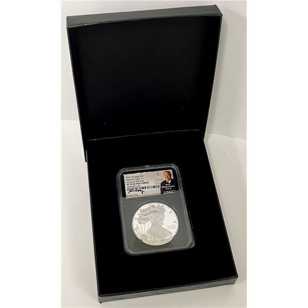2021-W American Silver Eagle NGC PF70 Ultra Cameo Advance Releases Signed By Edmund C. Moy