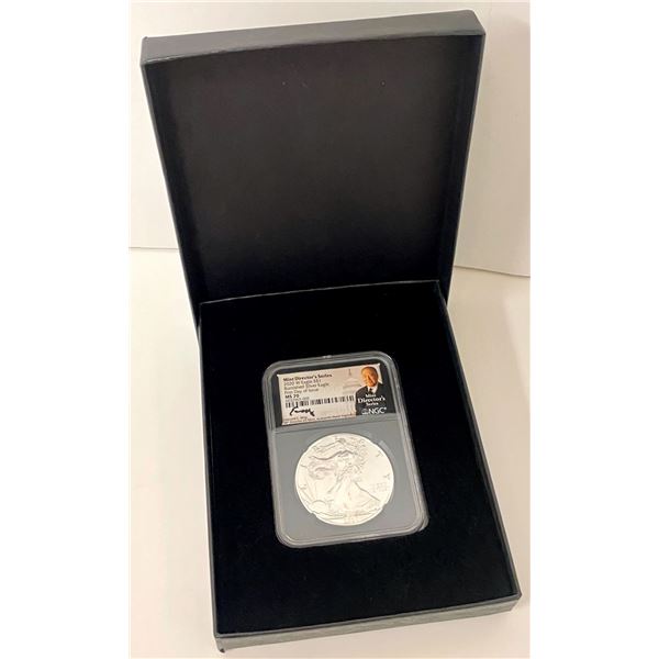 2020-W Burnished American Silver Eagle NGC MS70 First Day Of Issue Signed By Edmund C. Moy