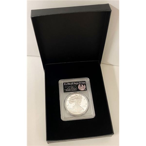 2016-W (2020 WP Mint Private Auction) American Silver Eagle PCGS PR70DCAM Sig. By Thomas S Cleveland