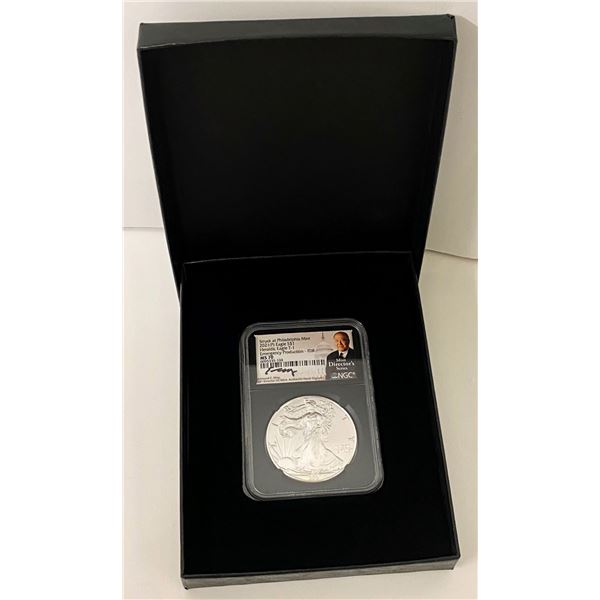 2021(P) American Silver Eagle NGC MS70 Emergency Production Signed By Edmund C. Moy
