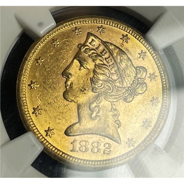 Last Minute! 1882-S Gold $5 Liberty Head NGC MS62