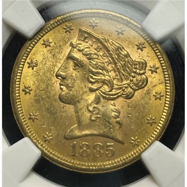Last Minute! 1885-S Gold $5 Liberty Head NGC MS62