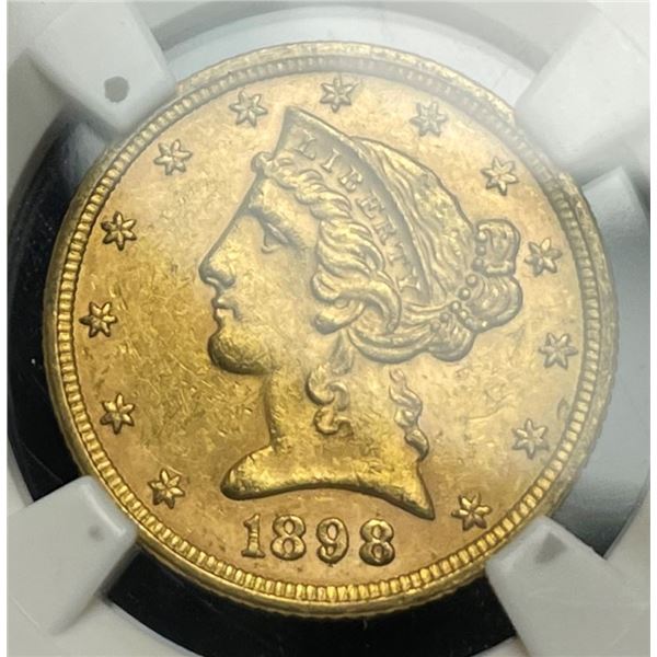 Last Minute! 1898 Gold $5 Liberty Head NGC MS62