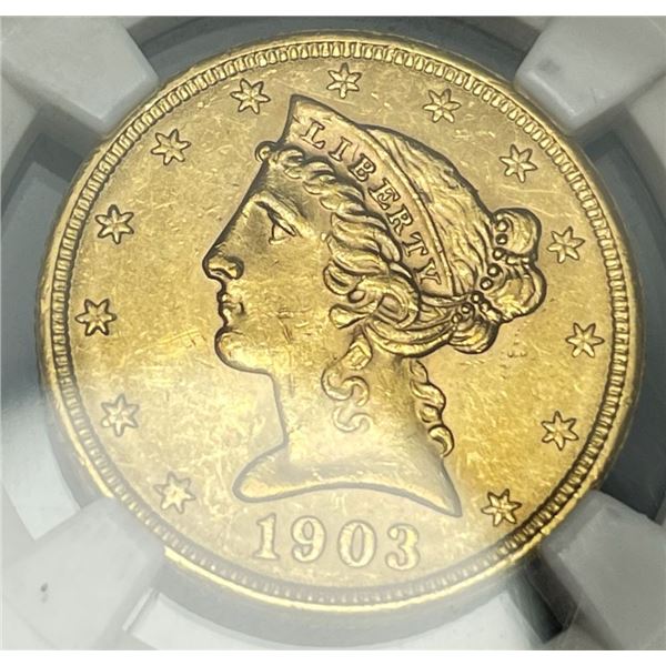 Last Minute! 1903 Gold $5 Liberty Head NGC MS62