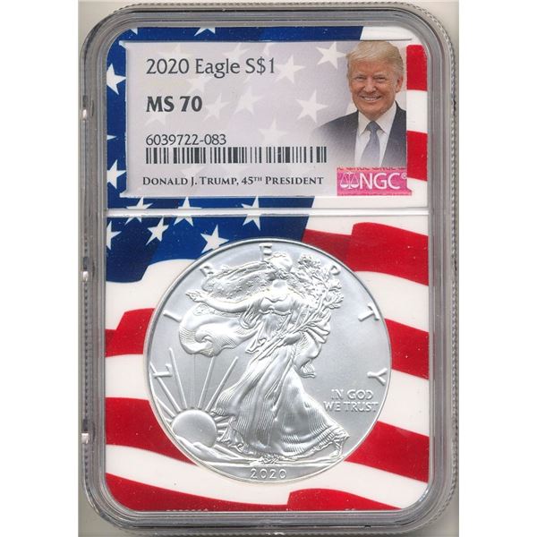 2020 American Silver Eagle NGC MS70 Donald J. Trump