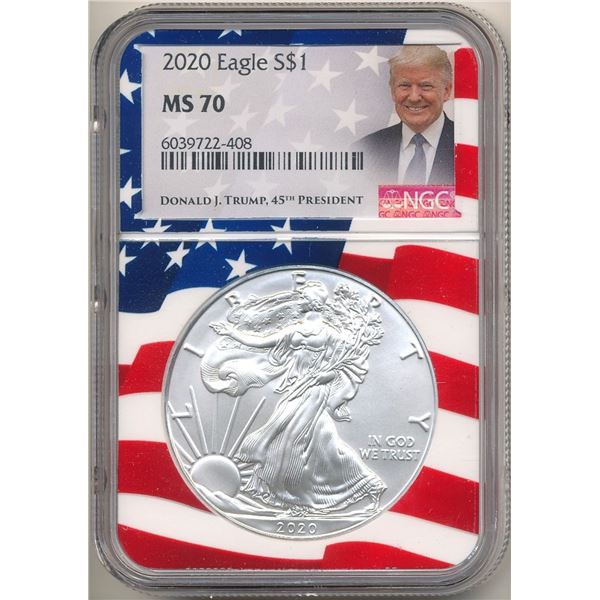 2020 American Silver Eagle NGC MS70 Donald J. Trump