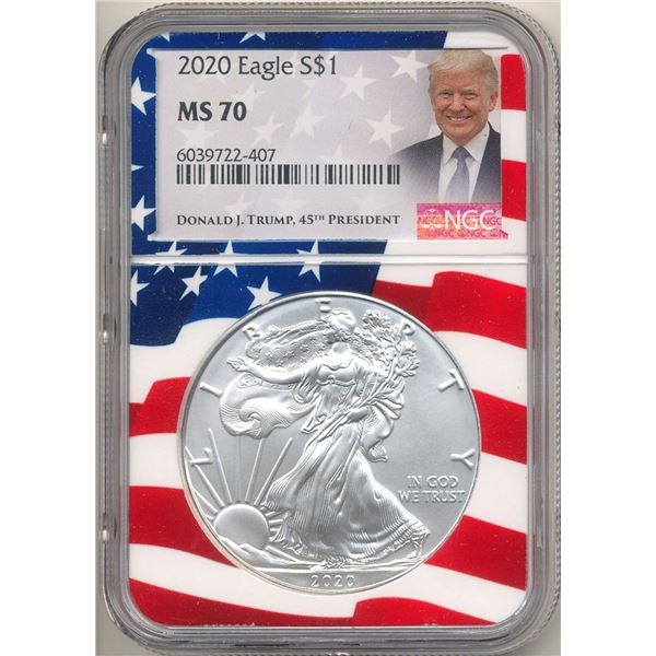 2020 American Silver Eagle NGC MS70 Donald J. Trump