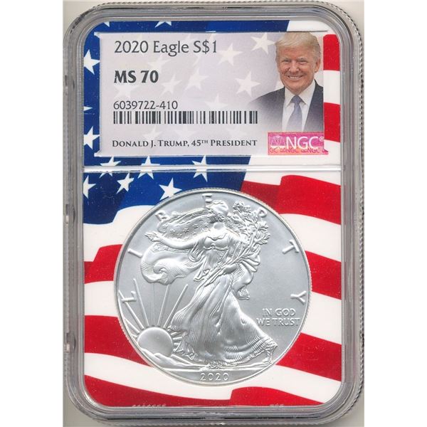 2020 American Silver Eagle NGC MS70 Donald J. Trump