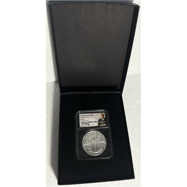 2020 American Silver Eagle NGC MS70 Signed By Edmund C. Moy