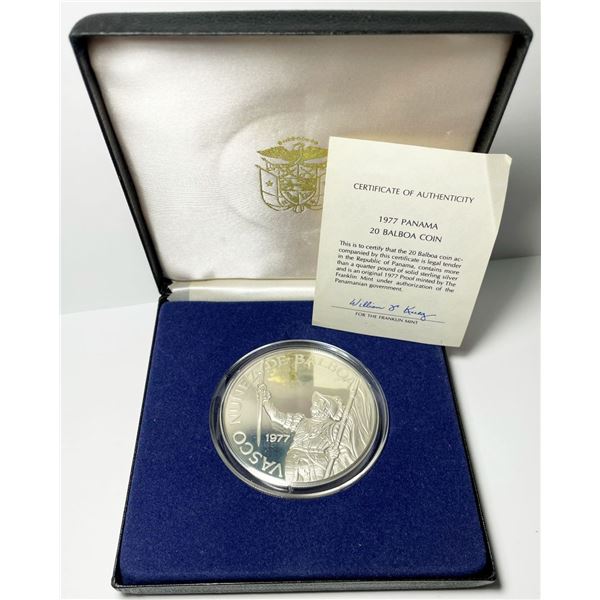 Vintage 1974 Proof Panama 20 Balboa Sterling Silver
