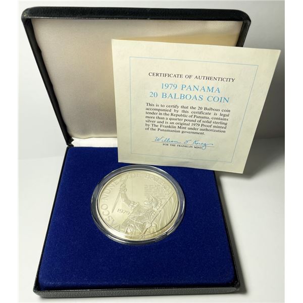 Vintage 1979 Proof Panama 20 Balboa Sterling Silver