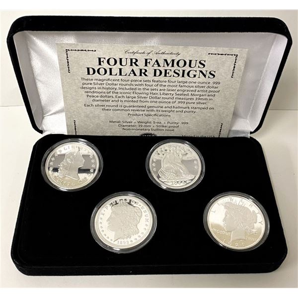 Famous 1 ozt Proof Dollar Design Set (4-coins) .999 Silver