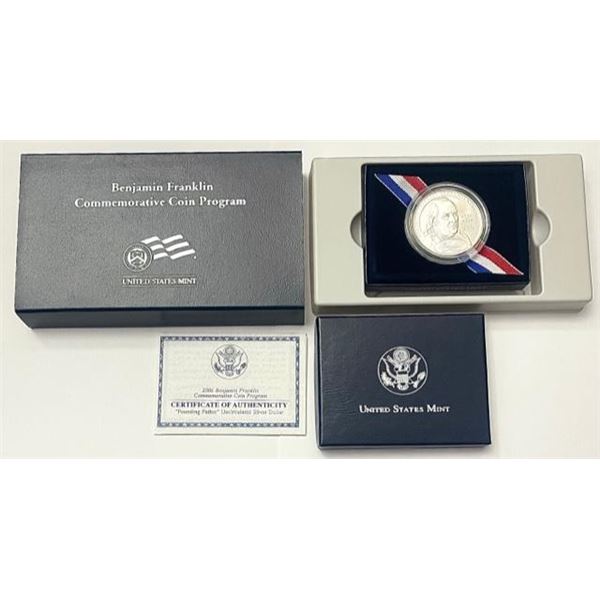 2006 Benjamin Franklin "Founding Father" Commemorative UNC Silver Dollar