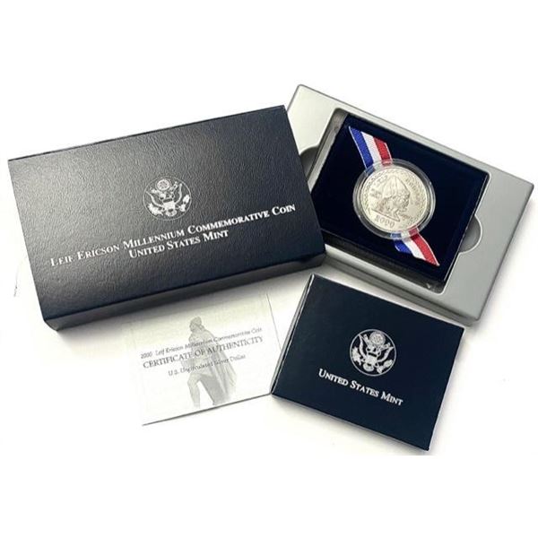 2000 Leif Ericson Millennium Commemorative Silver Dollar