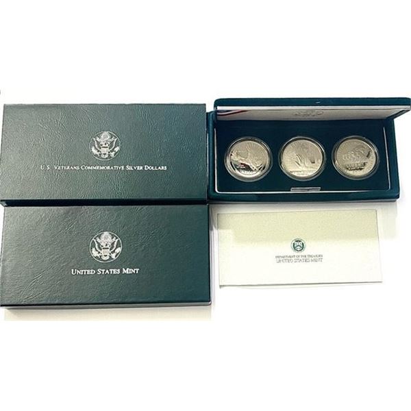1994 U.S. Veterans Commemorative Silver Dollar Proof Set (3-coins)