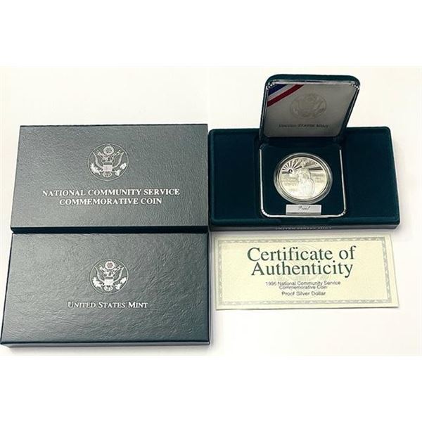 1996 National Community Service Commemorative Proof Silver Dollar